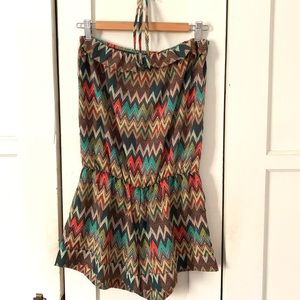 GRACIA Bohemian Chevron Print Romper Sz S